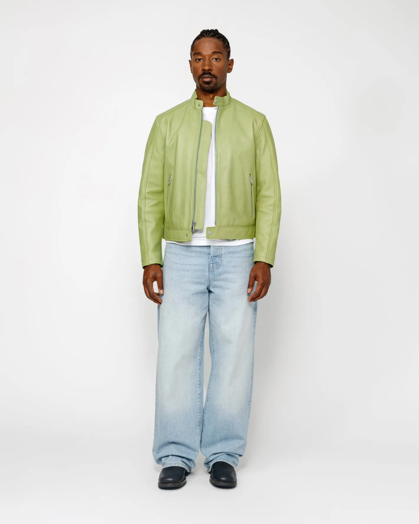 CAFE RACER LEATHER JACKET*Stüssy Sale
