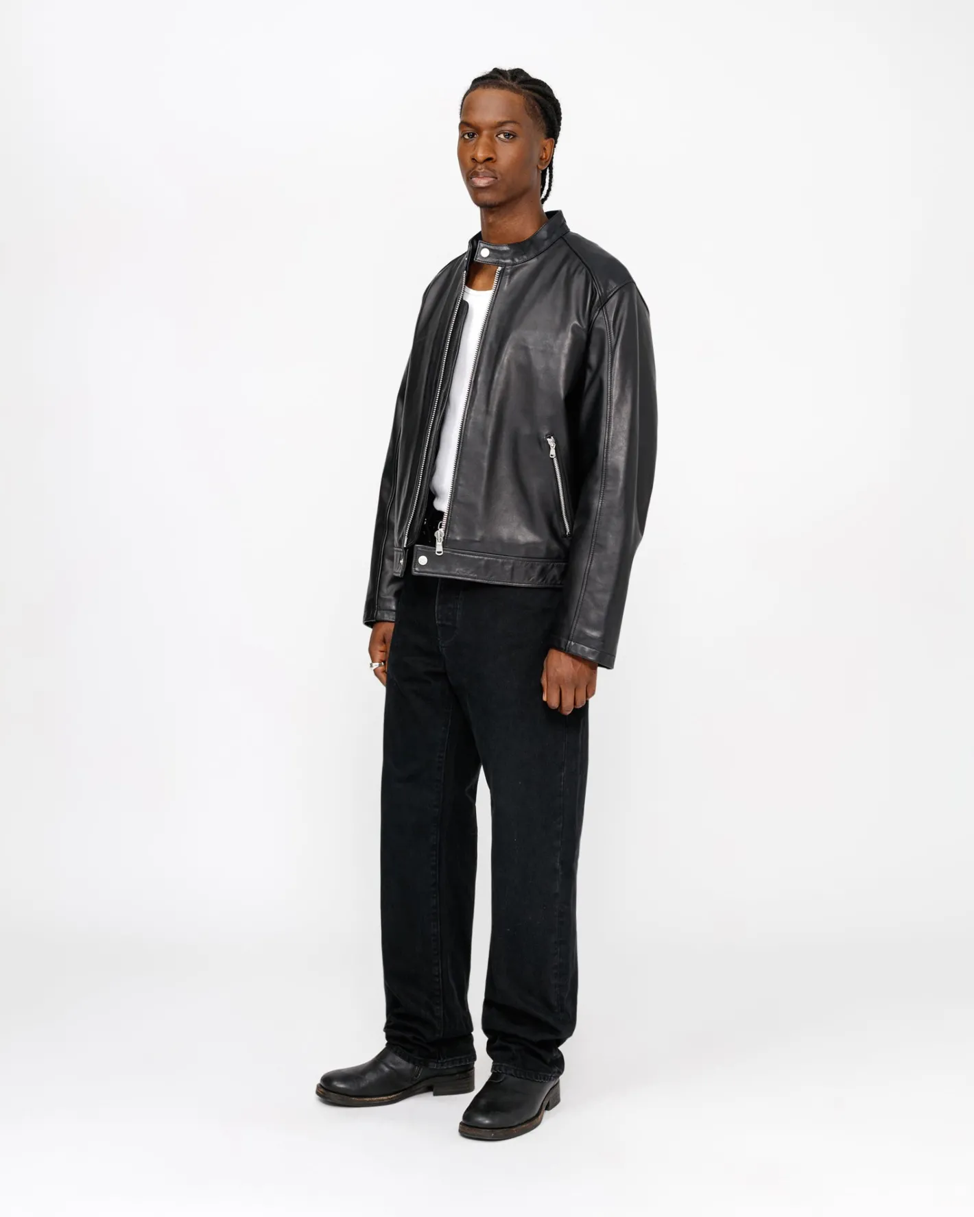 CAFE RACER LEATHER JACKET*Stüssy Clearance