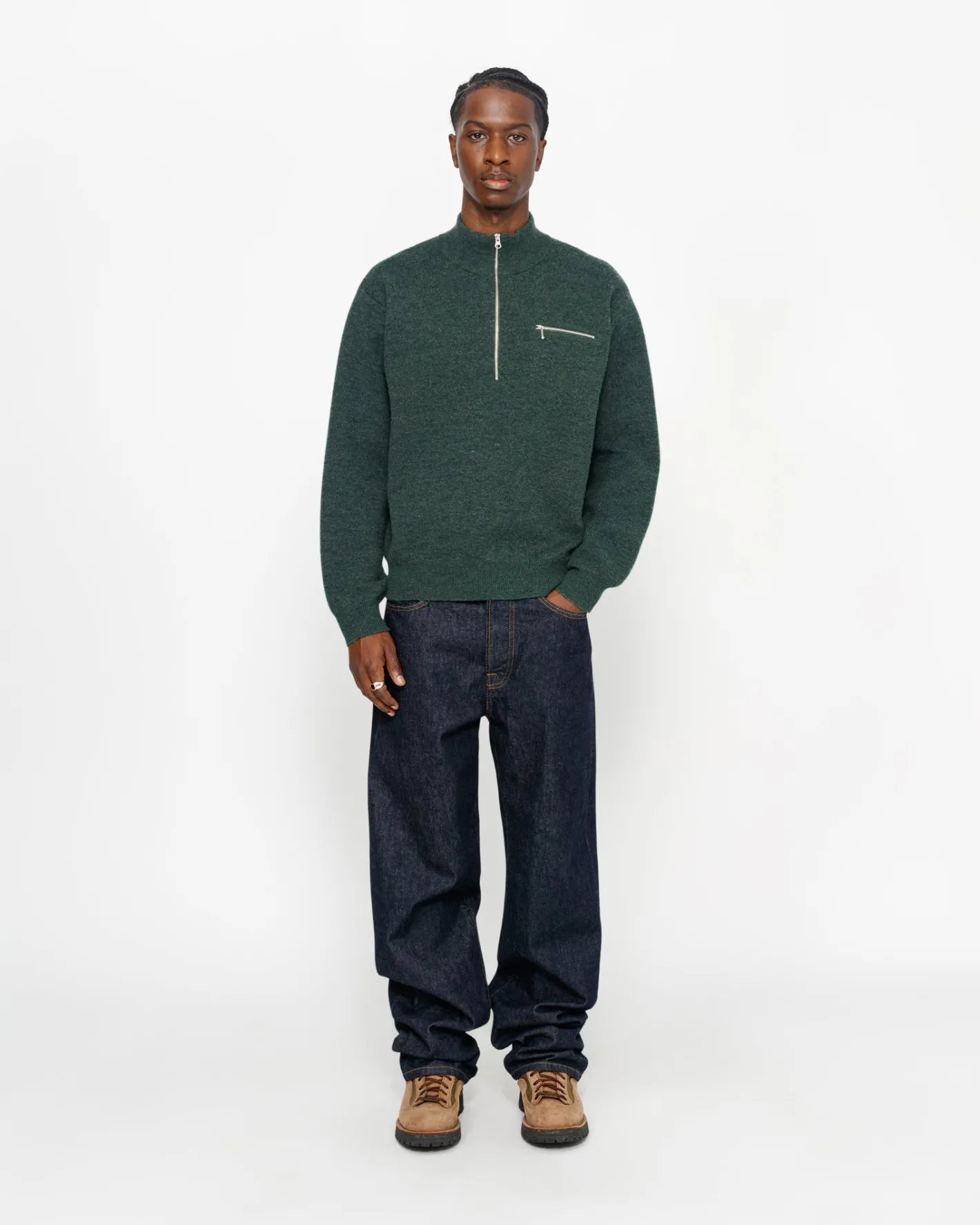 HALF ZIP MOCK NECK SWEATER*Stüssy Clearance
