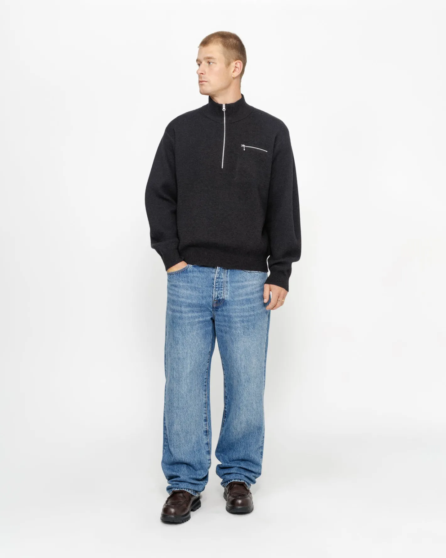 HALF ZIP MOCK NECK SWEATER*Stüssy New