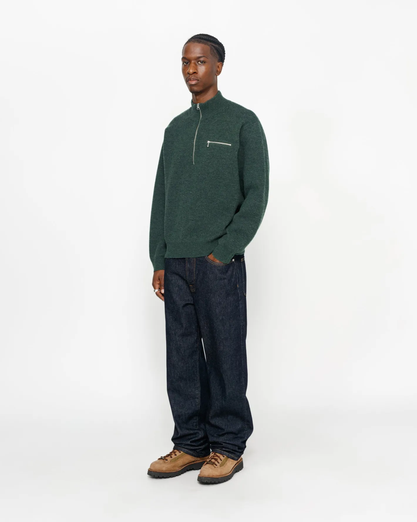 HALF ZIP MOCK NECK SWEATER*Stüssy Clearance