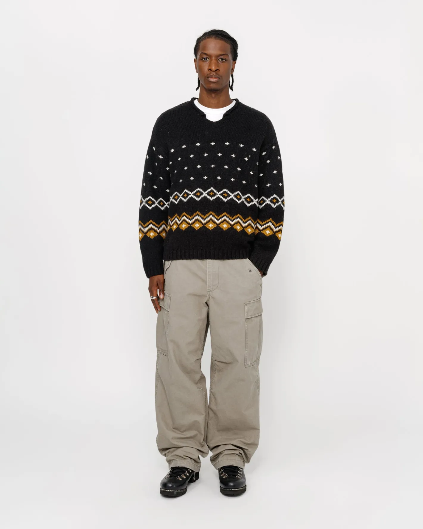 ROLL NECK FAIRISLE SWEATER*Stüssy Hot