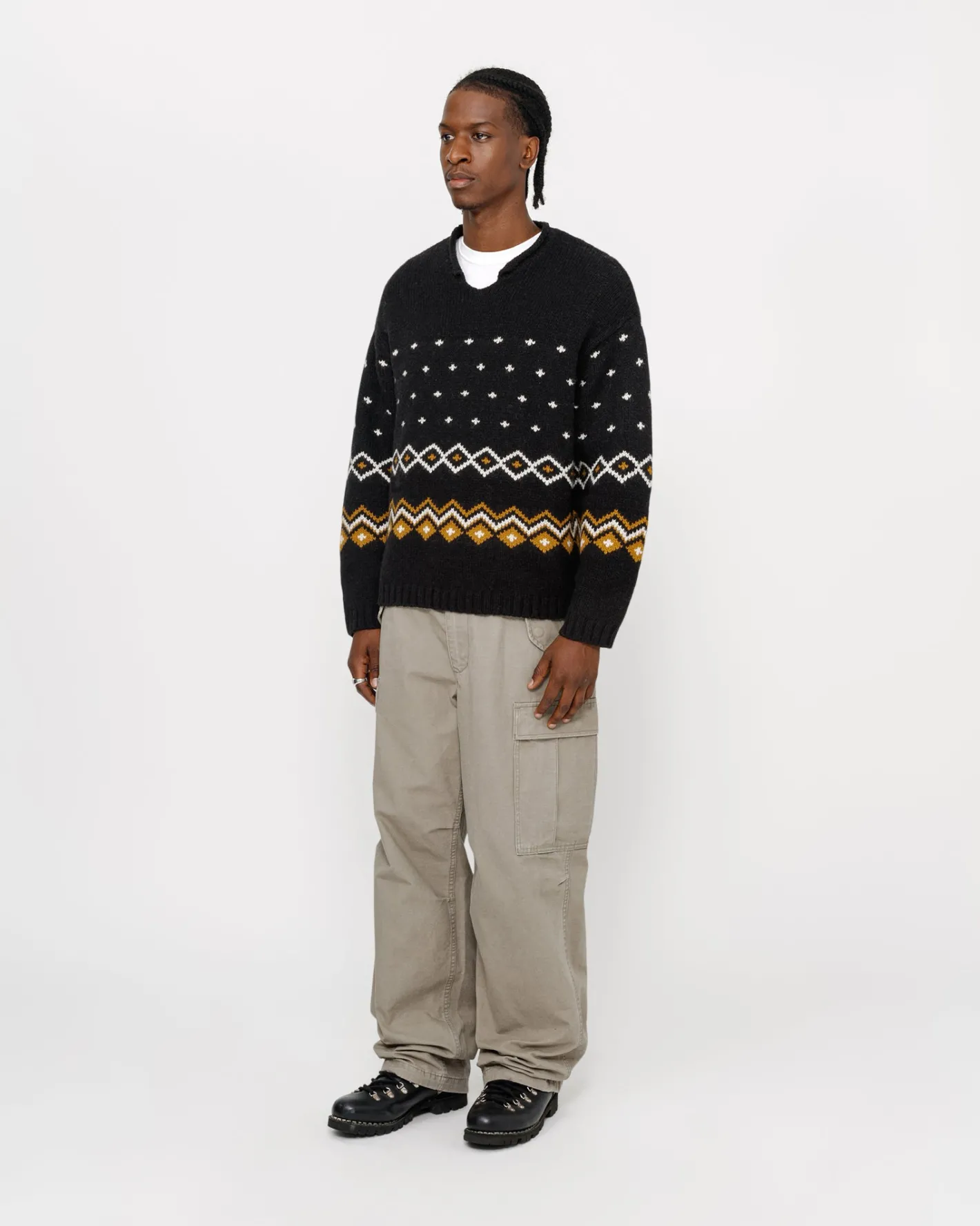 ROLL NECK FAIRISLE SWEATER*Stüssy Hot