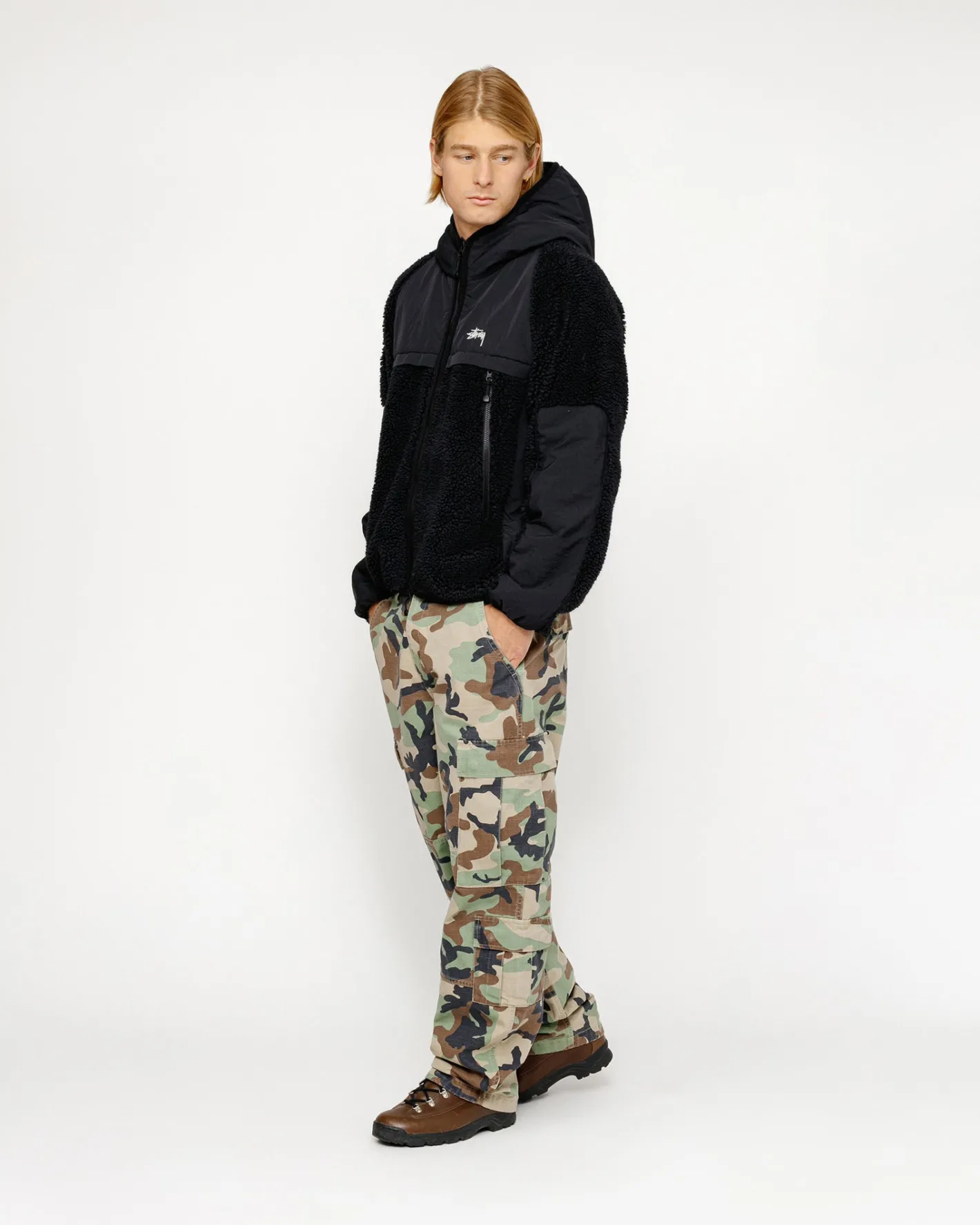 SHERPA PANELED HOODED JACKET*Stüssy Sale