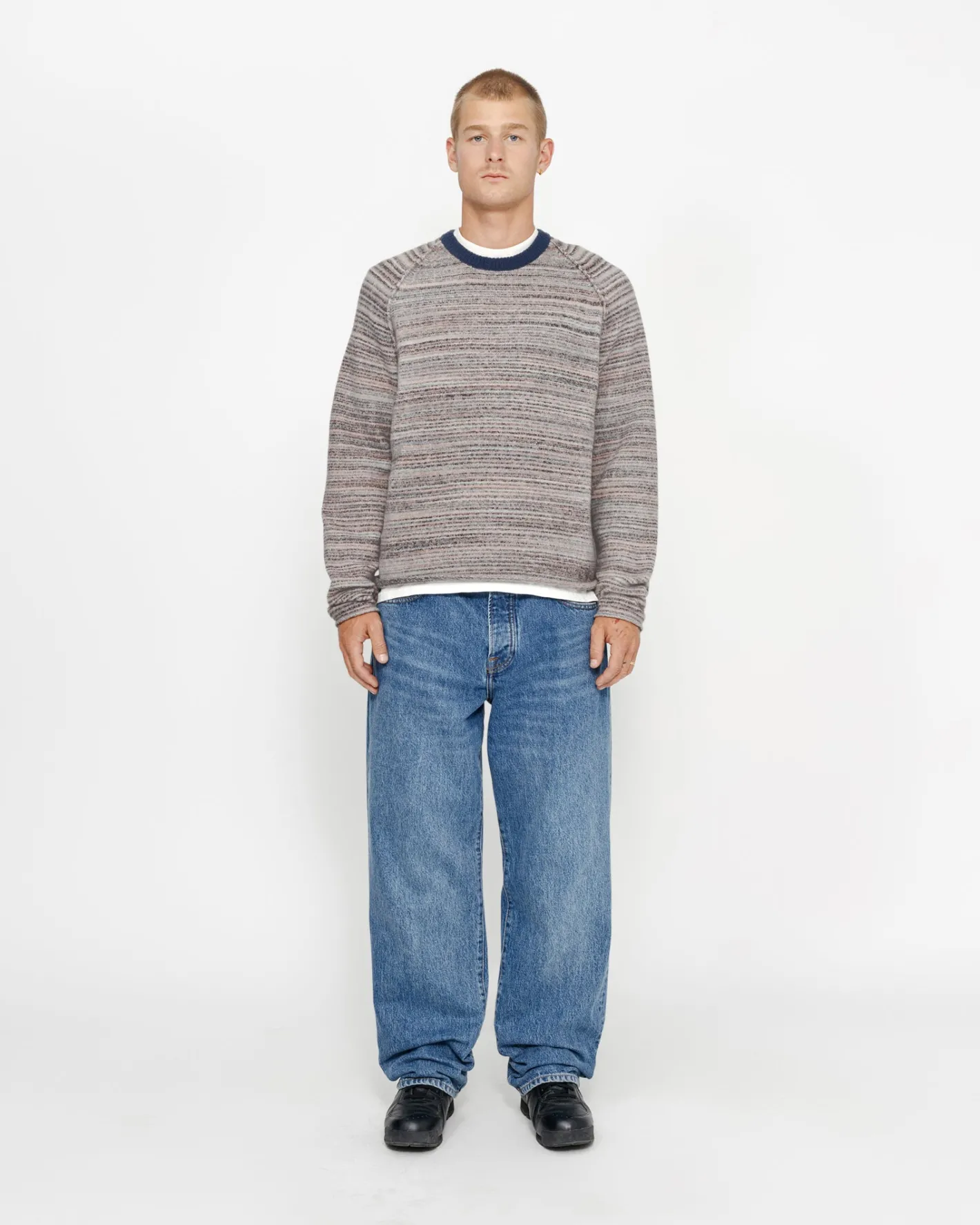 TEXTURED KNIT CONTRAST COLLAR CREW*Stüssy Online