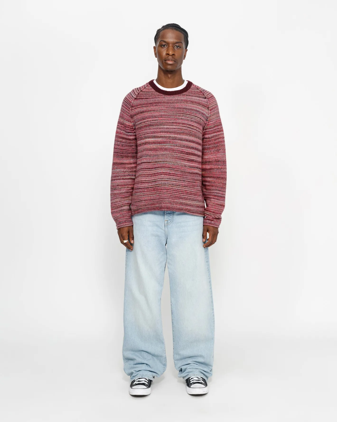 TEXTURED KNIT CONTRAST COLLAR CREW*Stüssy Best