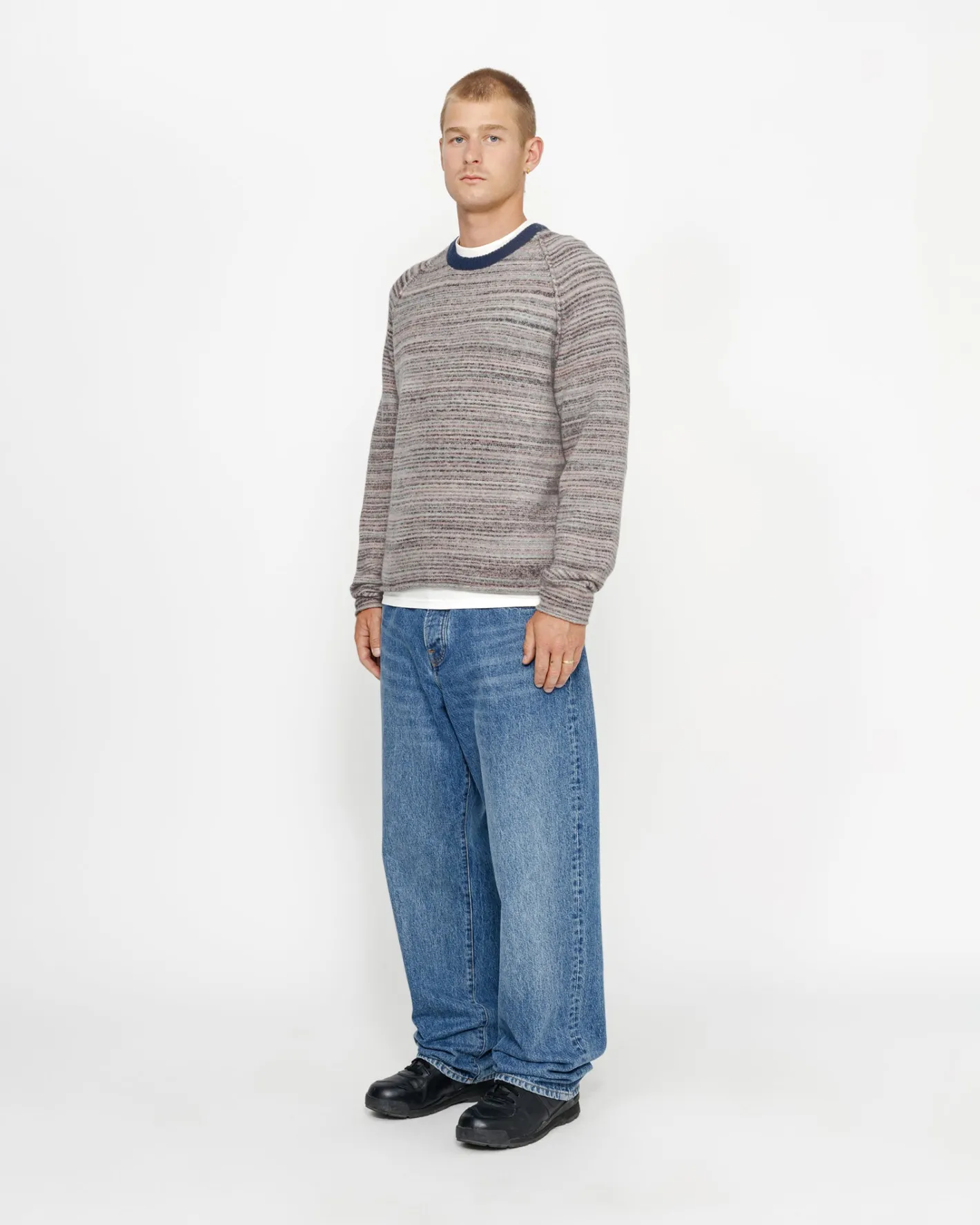 TEXTURED KNIT CONTRAST COLLAR CREW*Stüssy Online