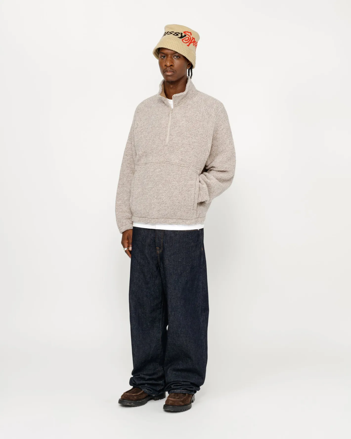 WOOL BLEND SHERPA MOCK NECK*Stüssy Fashion